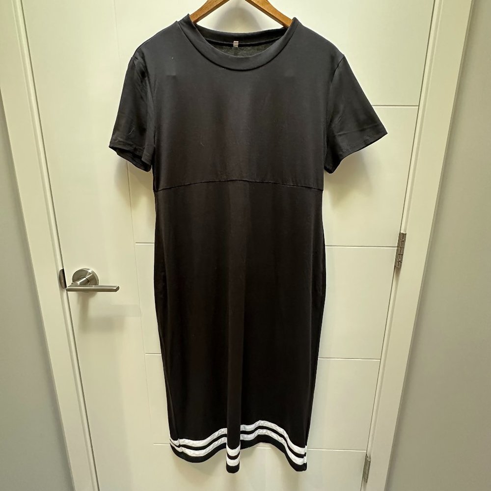 White Stripe T-Shirt Maxi Dress